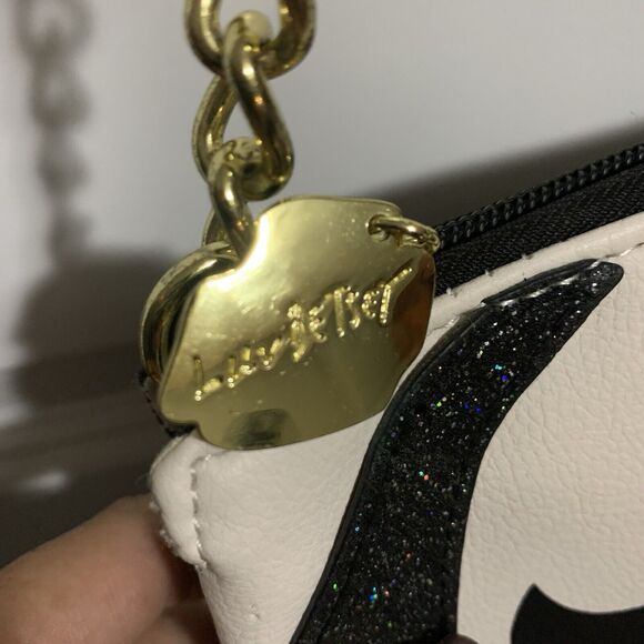 Artsy Cute! BETSEY JOHNSON ~ LUV BETSEY DOG FACE CROSSBODY HANDBAG WITH GLITTER - Picture 7 of 9